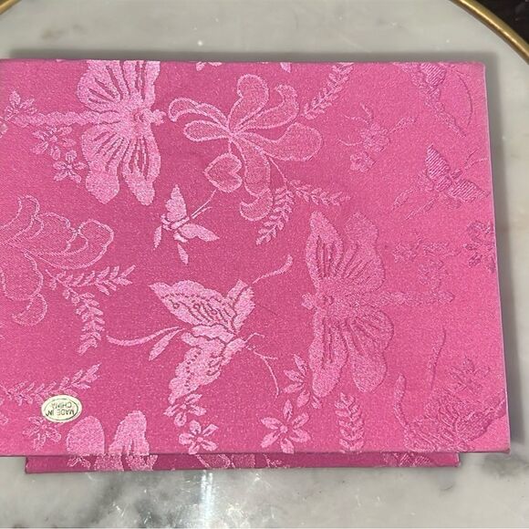 Caboodle Fabric Jewelry Box Mirror Pink Floral Vintage Trinket Holder Padded EUC - Picture 10 of 10